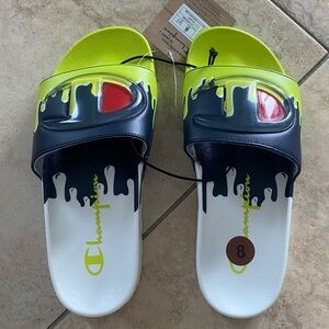Champion Kids Slide Sandals - Neon Yellow and Black